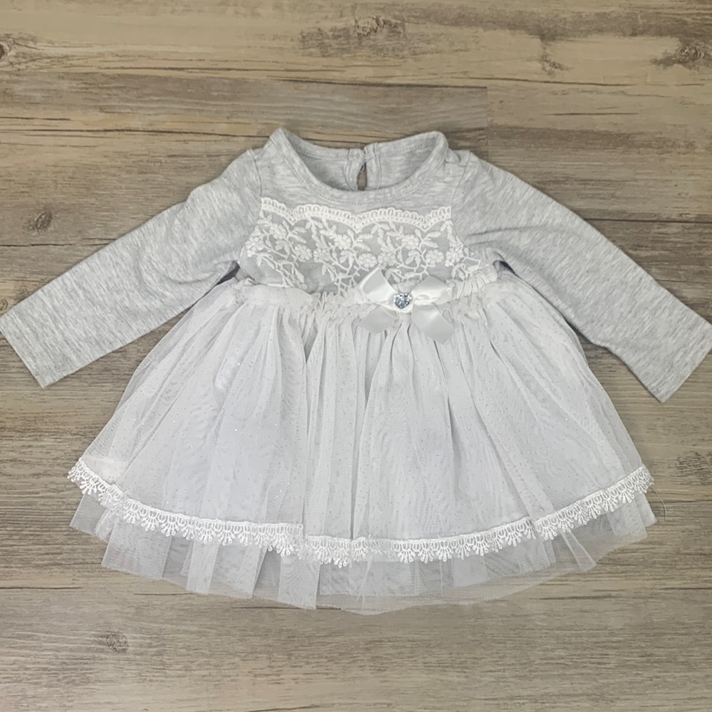 Nannette Baby Infant Girl Lace Layered Long Sleeve Dress
